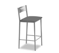 ASTIMESA - Tabourets de Cuisine Hauts tapissés avec Dossier. Structure en Aluminium et siège en Similicuir. Couleur de l'assise : Graphite. Contenu : 1 unité. Dimensions : 90 cm (Hauteur Totale)