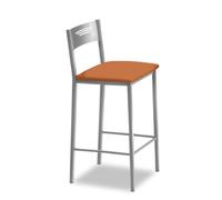 ASTIMESA - Tabourets de Cuisine Hauts tapissés avec Dossier. Structure en Aluminium et siège en Similicuir. Couleur de l'assise : Orange. Contenu : 1 unité. Dimensions : 90 cm (Hauteur Totale)