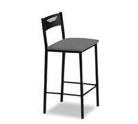 ASTIMESA - Tabourets de Cuisine Hauts tapissés avec Dossier. Structure Noire et Assise en Similicuir. Couleur de l'assise : Graphite. Contenu : 1 unité. Dimensions : 90 cm (Hauteur Totale)