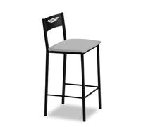 ASTIMESA Tabourets de Cuisine Hauts tapissés avec Dossier, Structure Noire et siège en Similicuir, Couleur de l'assise : Gris. Contenu : 1 unité. Dimensions : 90 cm (Hauteur Totale)