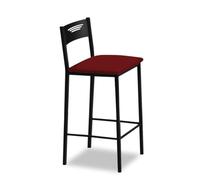 ASTIMESA Tabourets de Cuisine Hauts tapissés avec Dossier, Structure Noire et siège en Similicuir, Couleur de l'assise : Bordeaux. Contenu : 1 unité. Dimensions : 90 cm (Hauteur Totale)
