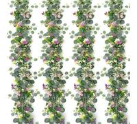 ASTNIC 4PCS 22.72FT Fleur de Vigne Artificielle, Guirlandes de Fleurs en Soie Artificielle Suspendues en Plein Air avec Papillon 3D pour Décor de Table de Fête Murale en Toile de Fond de Mariage