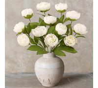 ASTNIC Lot de 3 Bouquets de Pivoines Artificielles, 68 cm Fleur Artificielle à Longue Tige Fausse Plante Pivoine Blanches Faux Soie Bouquet de Fleurs pour Mariage Arrangements Floraux Cuisine Décor