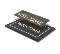 Astra Paillasson Bienvenue Lot de 2 25x75 + 40x60 cm - Tapis en Coco antidérapant - Paillasson résistant pour l'intérieur et Les espaces extérieurs Couverts