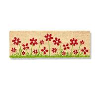 Astra Paillasson d'intérieur Prairie Fleurie 25 x 75 cm - Tapis d'entrée étroit en Fibre de Coco antidérapant - Tapis d'intérieur et d'extérieur Couvert