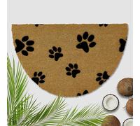 Astra Paillasson Empreintes de Pattes Coco 50 x 80 cm Demi-Cercle - Tapis Coco pour l'extérieur et l'intérieur - Paillasson antidérapant et très résistant