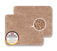 Astra Paillasson intérieur Lot de 2 60x75 cm - Tapis de propreté Beige 100% Coton - Tapis de Sol Lavable à 30°C - Tapis antidérapant Facile d'entretien