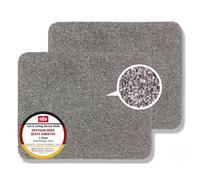 Astra Paillasson intérieur Lot de 2 60x75 cm - Tapis de propreté Gris 100% Coton - Tapis de Sol Lavable à 30°C - Tapis antidérapant Facile d'entretien