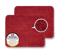 Astra Paillasson intérieur Lot de 2 60x75 cm - Tapis de propreté Rouge 100% Coton - Tapis de Sol Lavable à 30°C - Tapis antidérapant Facile d'entretien