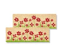 Astra Paillasson Prairie Fleurie Lot de 2 25 x 75cm - Tapis d'entrée étroit en Fibre de Coco antidérapant - Tapis en Coco d'intérieur et d'extérieur Couvert