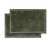 Astra Tapis de sol intérieur antidérapant - Paillasson super doux - Tapis de couloir lavable à la main - Tapis de porte facile à entretenir - Ensemble de 2 tapis de sol mousse vert 60x80cm