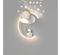 Astronaut Kids Wall Sconce For Bedroom 12W Dimmable LED Wall Mounted Light With Projector Stars Starry White(Right)