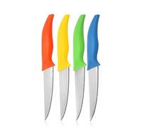 Astylway Set De 4 Couteau à Steak,Super Tranchant Couteau De Chef Couteaux De Cuisine,Lavable au Lave-Vaisselle,Multicolore (Orange,Vert,Bleu,Jaune)