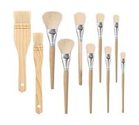 Asuinxurr Lot de 10 pinceaux de différentes tailles - Pinceaux en poils de chèvre - Plumeau plat en poils d'or - Pour aquarelle, lessive, céramique