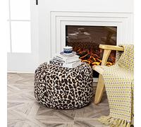 Asuprui Pouf rond en forme d'animal non rembourré - Repose-pieds - Pliable - Pour salon, chambre à coucher - Imprimé léopard