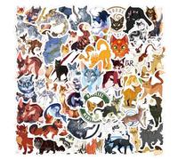Asverbet Lot de 60 autocollants en vinyle imperméable Motif chat guerrier pour enfants, adolescents, adultes, bouteilles d'eau, ordinateur portable, bagages, scrapbooking