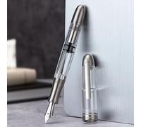 Asvine Bock P36 Stylo-plume en titane transparent avec remplissage à piston et pointe large