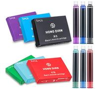 Asvine Hongdian Lot de 30 cartouches d'encre pour stylo plume 6 couleurs (noir, bleu, vert, rouge, violet, bleu clair) Diamètre d'alésage : 3,4 mm