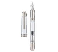 Asvine P36 Stylo plume en titane avec remplissage à piston, plume stub 1,1 mm, calligraphie, art, dessin, démonstrateur en acrylique transparent avec étui