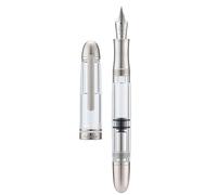 Asvine P36 Stylo plume en titane avec remplissage à piston, pointe médiun irdium transparente en acrylique lisse, forme de torpille