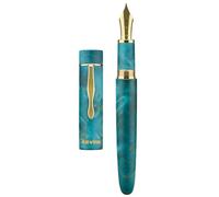 Asvine Stylo plume en bois stabilisé C2000 numéro 8 pointe courte 1,1 mm pour calligraphie, art du dessin, motif unique avec convertisseur, boîte à stylo, collection de set - Oasis