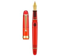 Asvine V126 Stylo-plume à remplissage sous vide en acrylique Rouge transparent Pointe moyenne Grande capacité avec étui cadeau