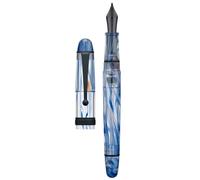 Asvine V126 Stylo-plume à remplissage sous vide, Plume en acrylique tourbillon bleu de 1,1 mm pour calligraphie artistique et dessin avec étui
