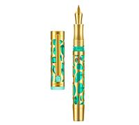Asvine V169 stylo plume de remplissage sous vide Iridium plume moyenne, goutte d'eau squelette or garniture Transparent vert acrylique stylo étui ensemble