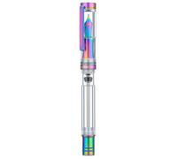Asvine V200 Stylo-plume en titane à remplissage sous vide, plume fine Bock arc-en-ciel, stylo d'écriture fluide en acrylique transparent avec étui