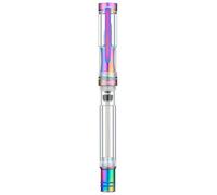 Asvine V200 Stylo-plume en titane à remplissage sous vide, pointe fine arc-en-ciel iridium transparent en acrylique, ensemble avec étui d'écriture lisse
