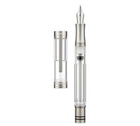 Asvine V200 Stylo-plume en titane avec remplissage sous vide, pointe moyenne en iridium transparent et acrylique lisse