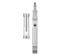 Asvine V200 Titanium Stylo-plume à remplissage sous vide à plume large Bock, ensemble de stylo plume transparent en acrylique lisse avec étui