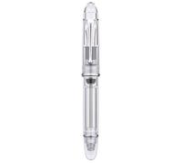 Asvine V800 Stylo-plume - Système de remplissage sous vide avec grande capacité d'encre - Plume stub lisse numéro 8 avec étui cadeau et crylique argenté transparent