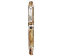 Asvine V800 Stylo Plume - Système de Remplissage sous Vide avec Grande Capacité d'Encre - Pointe 8 Stub 1,1mm pour Calligraphie, Art et Dessin avec nsemble Cadeau - Marron Blanc