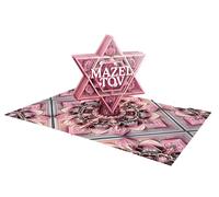 ASVP Shop Bat Mitzvah Carte pop-up 3D Mazel Tov Motif étoile rose complexe