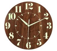 Asyduey 1 PCS 12 Pouces Silencieux sans Tic- à Piles Horloge Lumineuse dans L'Obscurité Horloge Murale en Bois Couleur Horloge Murale Éclairée Décoration pour Chambre à Coucher
