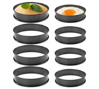 Asyduey 8 PCS Anneaux à Crumpet ANTIADHÉSIFS Anneaux à Muffins Anglais en Acier Inoxydable à Double Roulement pour Muffins, Crêpes