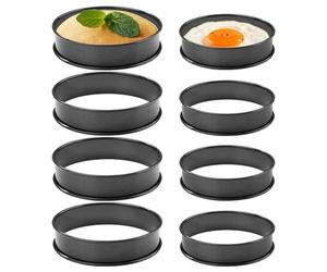 Asyduey 8 PCS Anneaux à Crumpet ANTIADHÉSIFS Anneaux à Muffins Anglais en Acier Inoxydable à Double Roulement pour Muffins, Crêpes