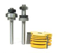 Asyduey 8pc 1/4 pouce fente d jarret, Assemblee 6 fraises et 2 axes Routeur Bit Set