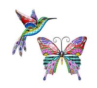 Asyduey Décor d'art Mural Extérieur en Métal Oiseau Papillon, Décorations Suspendues de Sculpture Murale D'Oiseau, Décor d'art Mural D'Oiseau