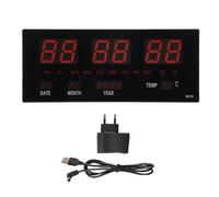 Asyduey LED Calendrier PerpéTuel Horloge éLectronique Horloge Murale NuméRique Alarme Carillon Horaire TempéRature Table Horloges Bureau à Domicile Rouge