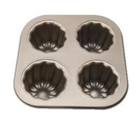 Asyduey Moule à Gâteau à Canele à 4 Cavités, Moule à Canele Antiadhésif pour Four, Moule à Canele en Acier au, Outil de Cuisson, Installation Facile, Facile à Utiliser