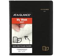 AT-A-GLANCE Agenda de rendez-vous 2027, hebdomadaire et mensuel, 21 x 27,9 cm, trimestriel horaire, recyclé, noir (70950G0527)