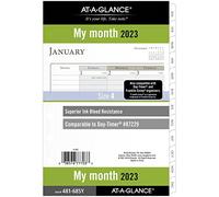 AT-A-GLANCE, Recharge de planificateur mensuel 2023 par AT-A-GLANCE, Minuteur journalier 87229, 14,7 x 21,4 cm, Taille 4, Format bureau, Blocs quotidiens lignés, Feuilles mobiles (481-685Y)