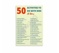 At Home Activity Poster Fifty Creative Play Ideas for Parents Wall-Art Educational Print for Family Fun Living Room Bedroom Decor(Unframed,16x24inch(40x60cm))