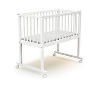 AT4 - Berceau 40x80 NOA Blanc| 86 x 58,5 x 80 cm | Matelas Inclus 40x80x5cm | 4 Roues multidirectionnelles | Facile à déplacer
