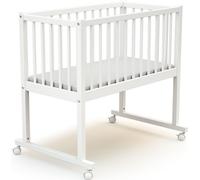 AT4 - Berceau 40x80 NOA Blanc| 86 x 58,5 x 80 cm | Matelas inclus 40x80x5cm | 4 roues multidirectionnelles | Facile à déplacer