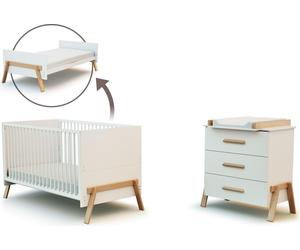 AT4 - Chambre bébé évolutive Duo 3 tiroirs en bois CANAILLE 70 x 140 cm