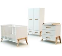 AT4 - Chambre bébé lit, commode à langer 3 tiroirs et armoire CANAILLE bois