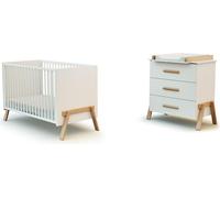 AT4 - Duo Lit Bébé 60x 120 cm et Commode en bois CANAILLE